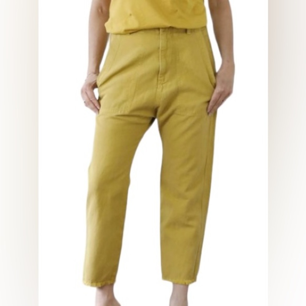 Nili Lotan Luna Linen & Cotton Twill High Waist Drop Loose Leg Raw Hem Pants